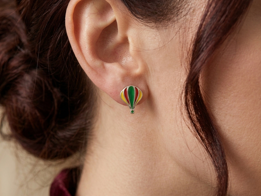 Vibrant Hot Air Balloon Enamel 925 Silver Studs