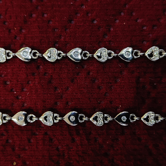 Sweetheart Solitaire Linked 925 Silver Anklet