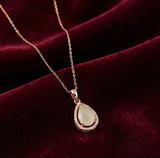 Rose Gold-Plated 925 Silver Luminous Teardrop Pendant Chain Set