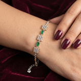 Regal Emerald Lattice 925 Silver Bracelet