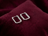 Modern Rectangular Crystal Hoop 925 Silver Earrings