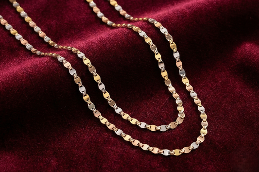 Aurora Tri-Color Flat Link 925 Silver Chain