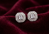 Majestic Double Halo Square 925 Silver Studs