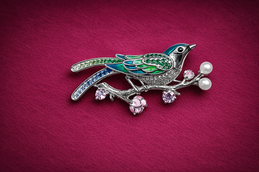 Enchanted Bird 925 Silver Brooch | Single Edition