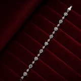 Radiant Heart & Solitaire Halo 925 silver Bracelet
