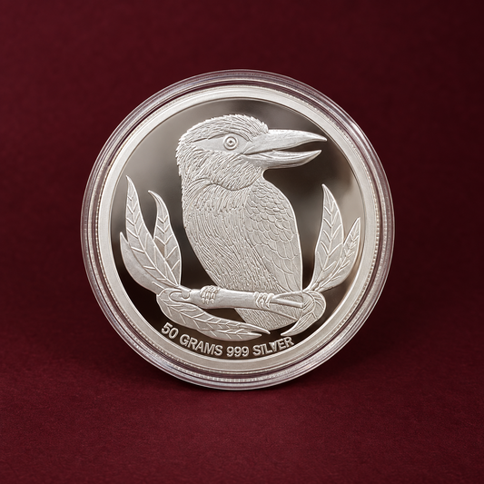 999 Pure Silver Sovereign Coin - 50 Gm