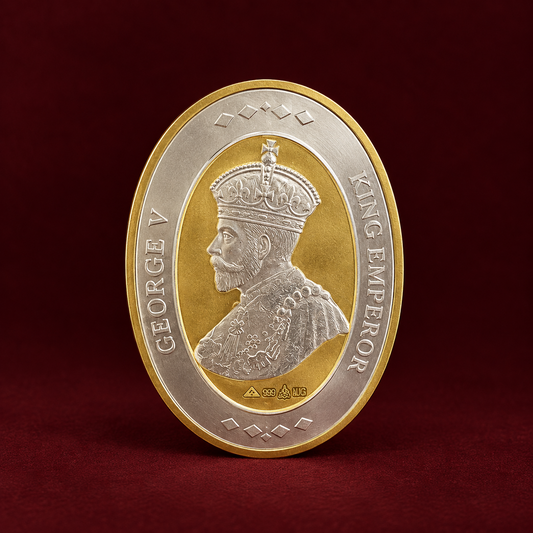 999 Pure Silver King George V Dual-Tone Gold-Plated Oval 10 gm Sovereign Ingot
