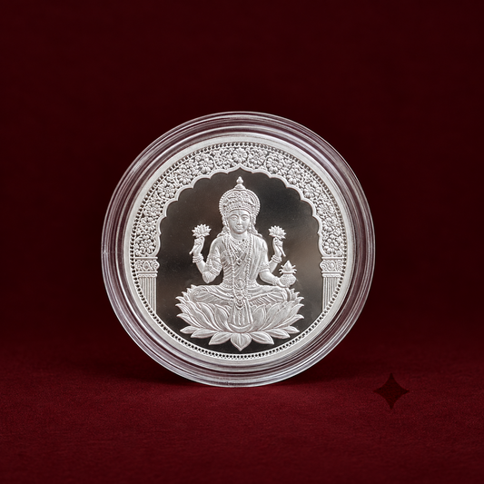 999 Pure Silver Goddess Lakshmi Temple Arch Round 3 Gm Coin