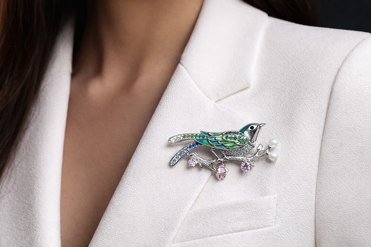 Enchanted Bird 925 Silver Brooch | Single Edition