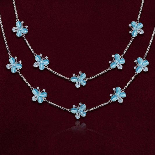 Aquamarine Butterfly Dream 925 Silver Anklet