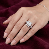 Fleur-de-Lis Marquise Openwork Cocktail Ring – Premium 925 Silver