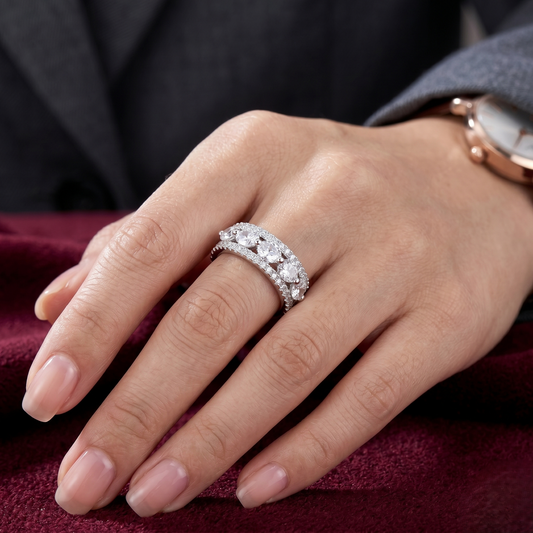 Oval Triple-Row Eternity Band – Premium 925 Silver