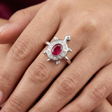 Sacred Tortoise Ruby Cocktail Ring – Premium 925 Silver