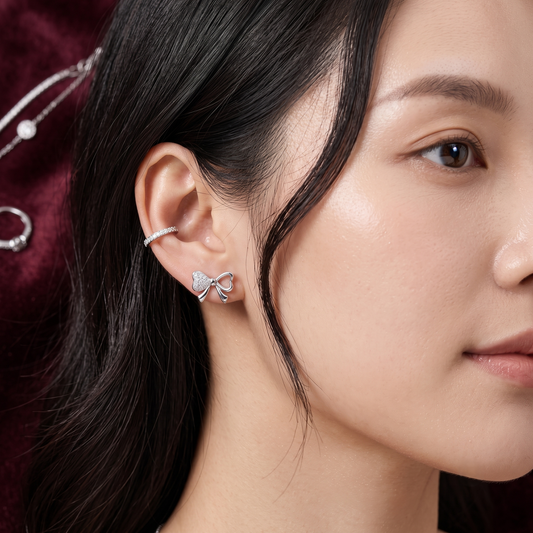 Elegant Bow 925 Sterling Silver Studs