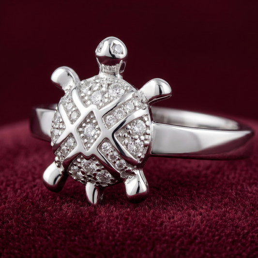 Majestic Lattice Tortoise Statement Ring – Premium 925 Silver