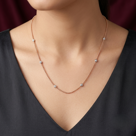 Two-Tone Station Chain in 925 Sterling Silver
