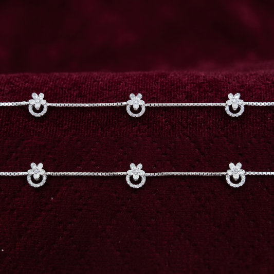Celestial Floral Halo 925 Silver Anklet