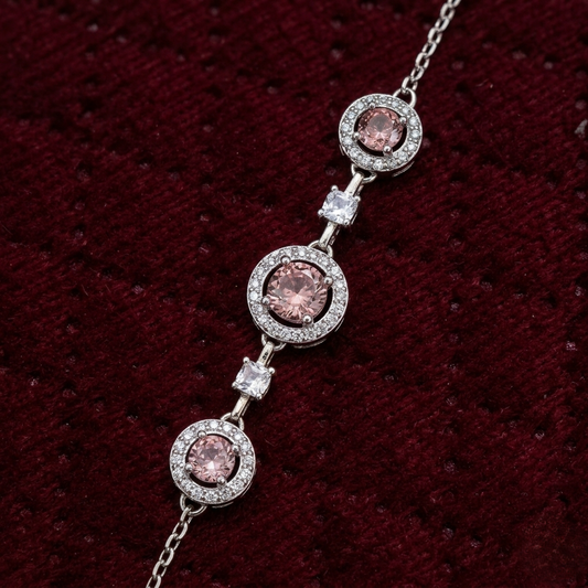 Blush Triple Halo 925 Sterling Silver Bracelet
