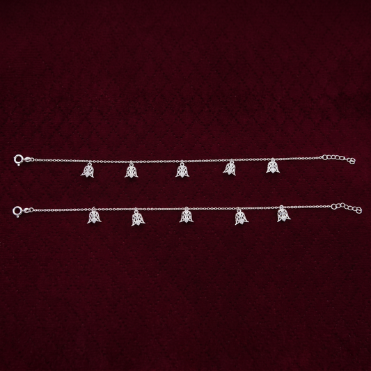 Shimmering Tulip Drop 925 Silver Anklet