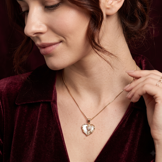 Enchanted Rose Heart Pendant 925 Silver Necklace