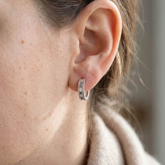 Luxe Dual-Row Dotted 925 Sterling Silver Hoop Earrings