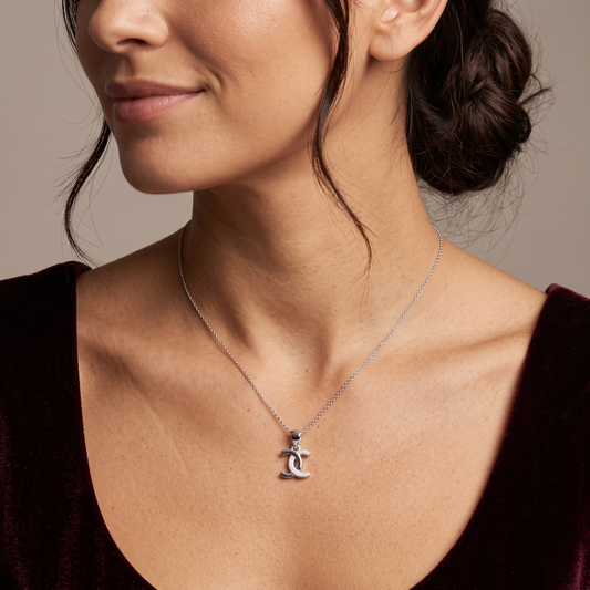 Interlocking Crescent Pavé 925 Silver Pendant