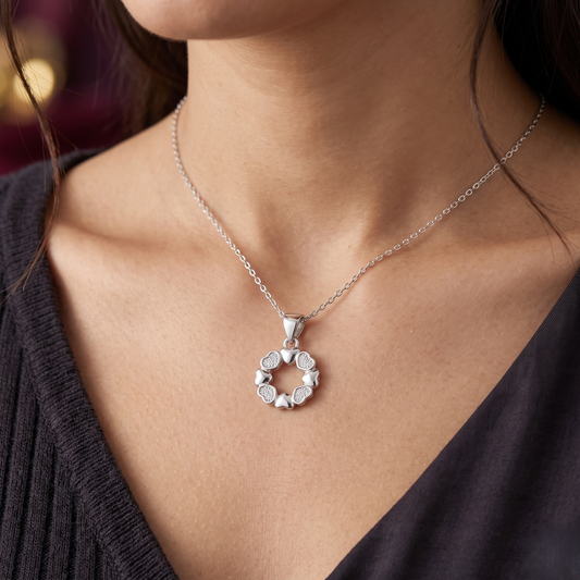 Radiant Heart Wreath 925 Silver Pendant
