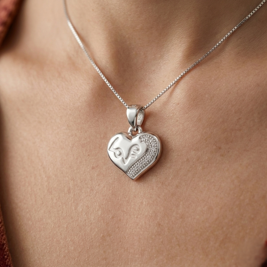 Eternal Love Script Heart 925 Silver Pendant