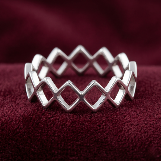 Prism Argyle Geometric Openwork Band – Premium 925 Silver