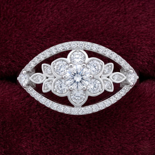 Fleur-de-Lis Marquise Openwork Cocktail Ring – Premium 925 Silver