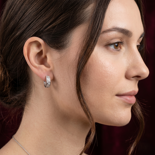 Sparkling Zigzag Wave 925 Sterling Silver Hoop Earrings