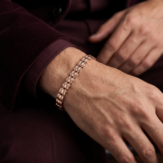 Executive Rose Gold-Plated 925 Sterling Silver Link Bracelet