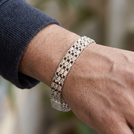 Aurelia Two-Tone Pavé Link Bracelet in 925 Sterling Silver