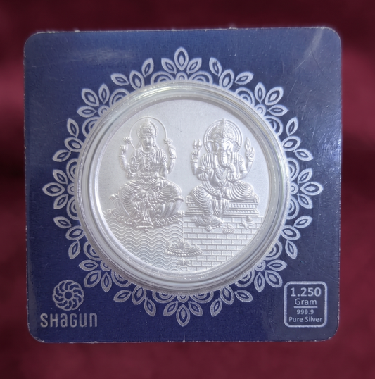 999 Pure Silver Laxmi-Ganesh "Shagun" Round 1.25 Gm Coin