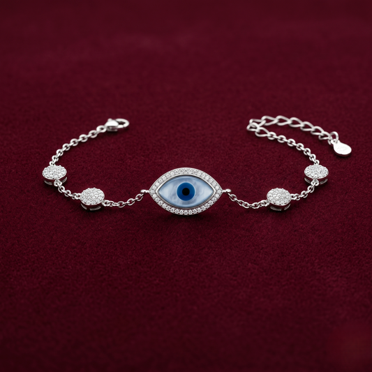 Sacred Aura Evil Eye Pavé 925 Sterling Silver Bracelet