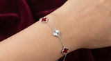 The Signature Maroon Clover Bracelet in 925 Silver