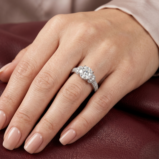 Sovereign Grand Solitaire Trio Ring – Premium 925 Silver