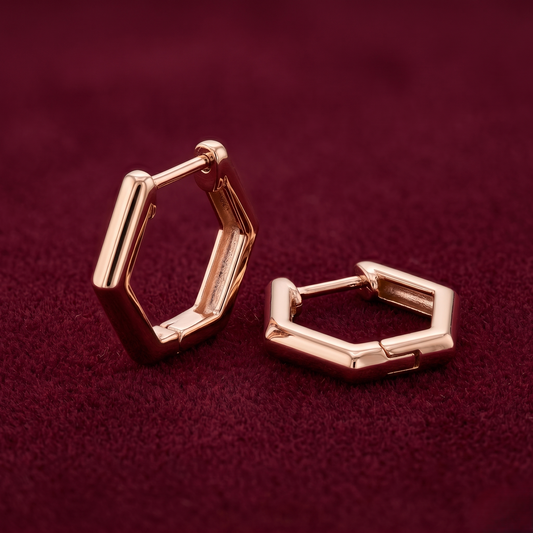 Prism Hexagonal Hoop 925 Silver Earrings