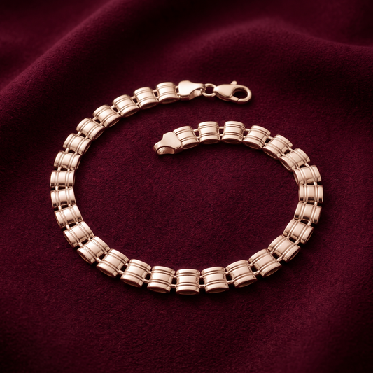 Executive Rose Gold-Plated 925 Sterling Silver Link Bracelet