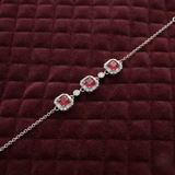 Crimson Cushion Halo 925 Sterling Silver Bracelet