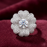 Empress Camellia Pavé Blossom Cocktail Ring – Premium 925 Silver