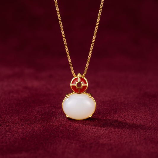 Imperial Harmony Enamel & Cabochon 925 Silver Pendant with Chain