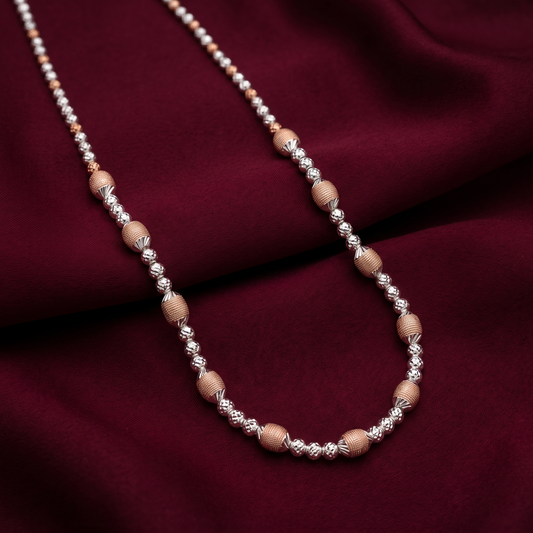 Mirari Two-Tone Textured Bead Chain Necklace in 925 Sterling Silver
