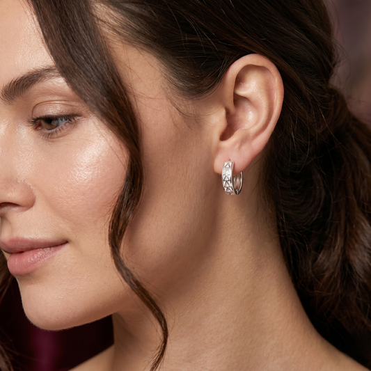 Geometric Triangle 925 Sterling Silver Hoop Earrings