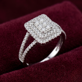 Monarch Double Halo Square Cluster Ring – Premium 925 Silver