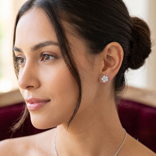 Sparkling Floral 925 Sterling Silver Studs