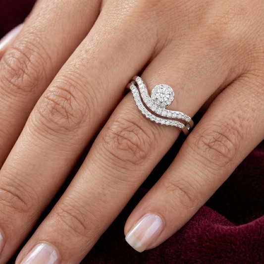 Celestial Contour Wave Ring Set – Premium 925 Silver