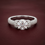 Sovereign Grand Solitaire Trio Ring – Premium 925 Silver