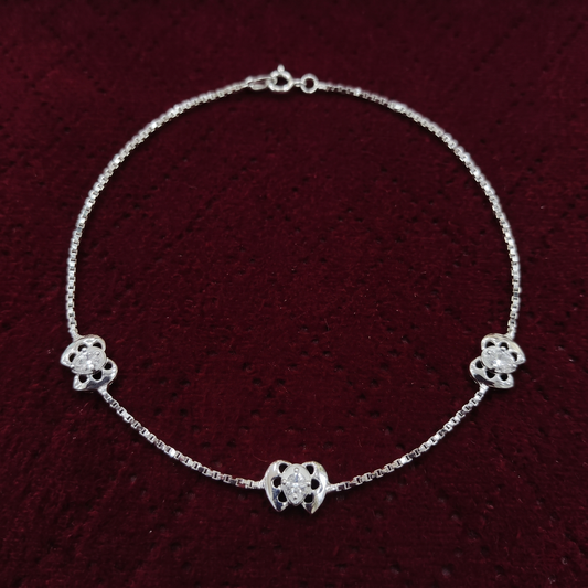 Marquise Clover Elegance 925 Silver Anklet