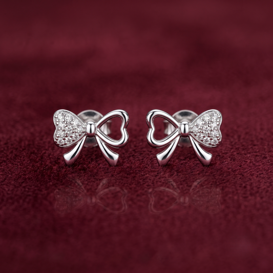 Elegant Bow 925 Sterling Silver Studs